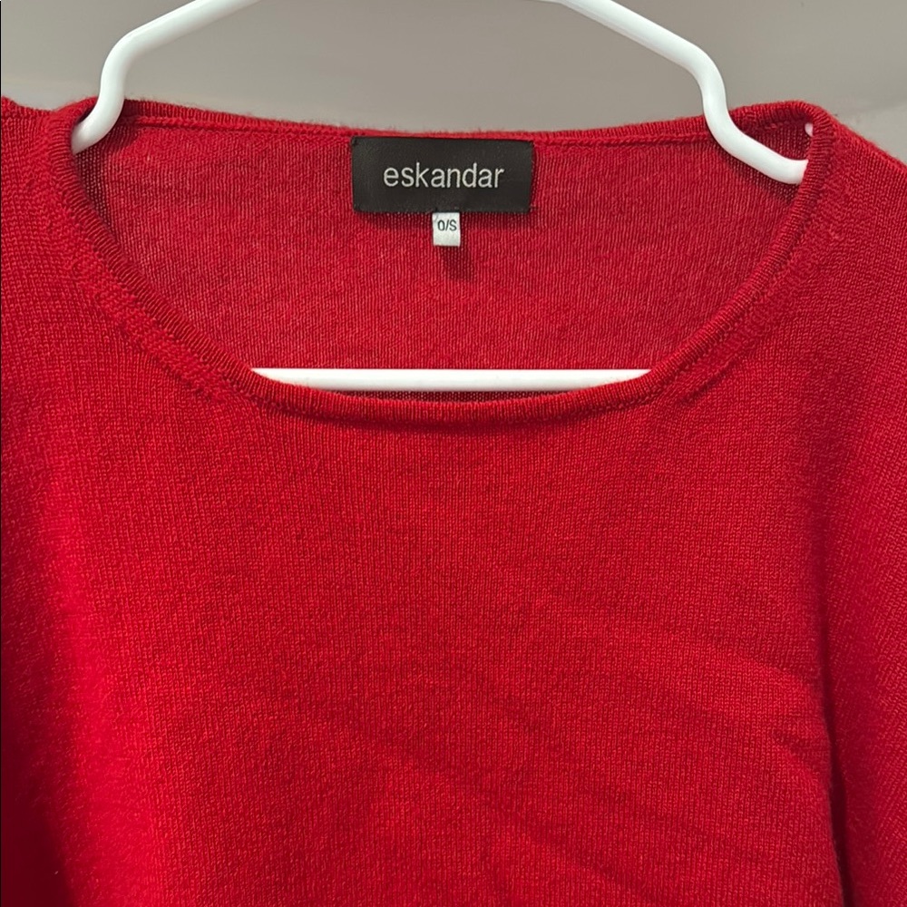 Eskandar Red Crew Neck Sweater Soft Knit